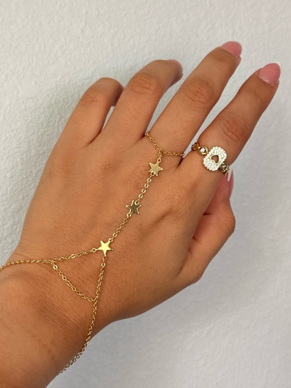 Gold Star Chain Ring Bracelet - Women Jewelry